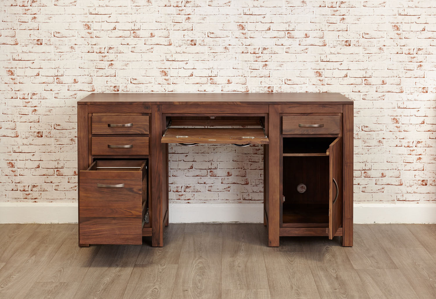 Mayan Walnut Twin Pedestal Computer Desk