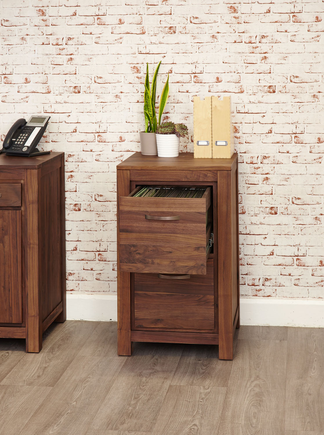 Mayan Walnut Two Drawer Filing Cabinet
