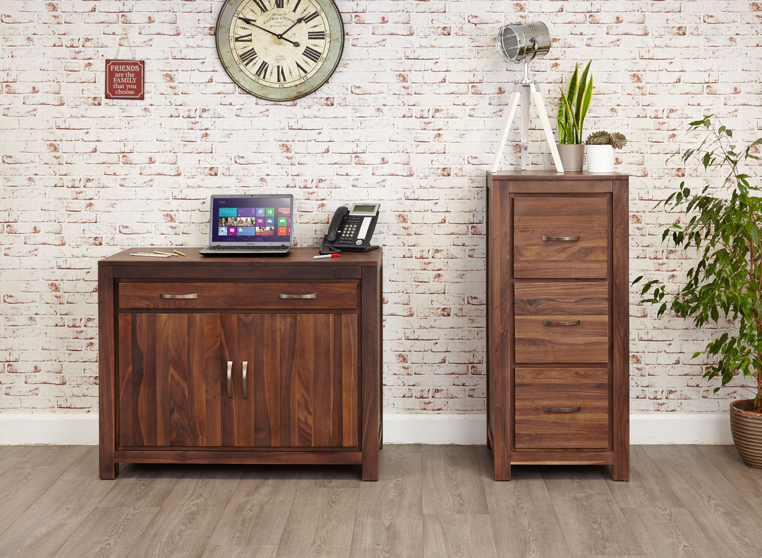 Mayan Walnut 3 Drawer Filing Cabinet