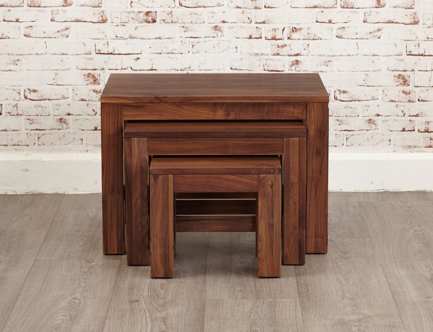 Mayan Walnut Nest of 3 Coffee Tables