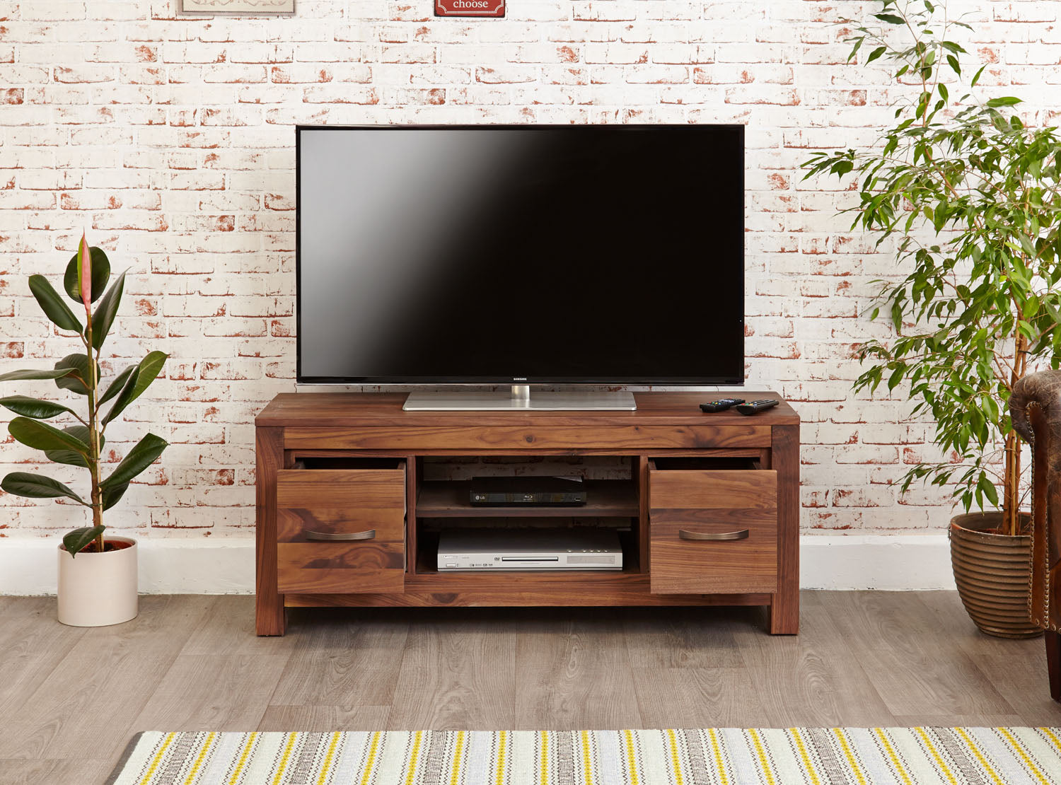 Mayan Walnut Low Widescreen Television Cabinet