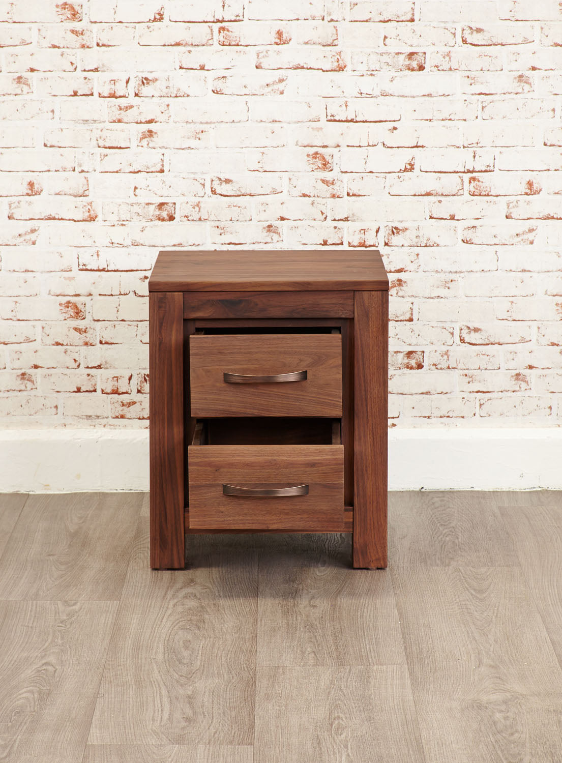 Mayan Walnut Two Drawer Lamp Table