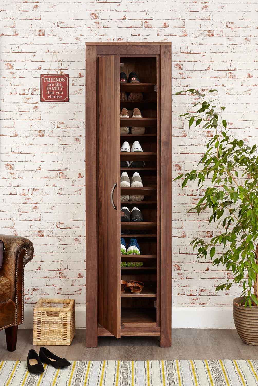 Mayan Walnut Tall Shoe Cupboard