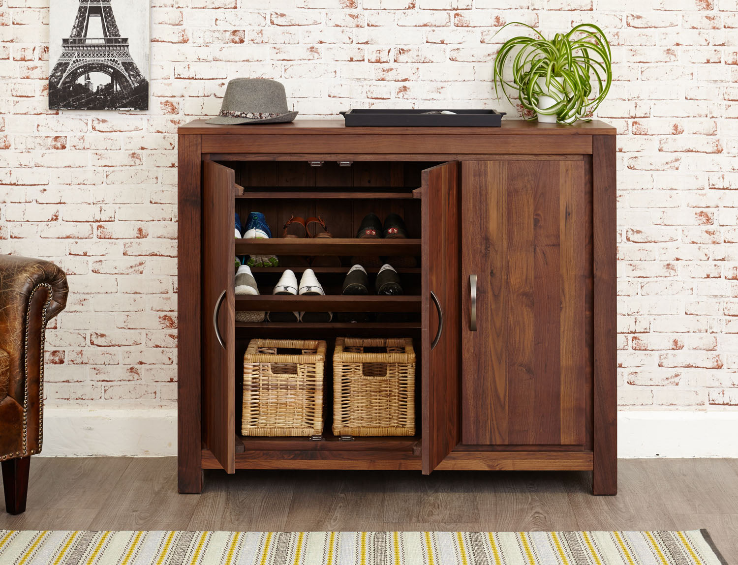 Mayan Walnut Extra Large Shoe Cupboard