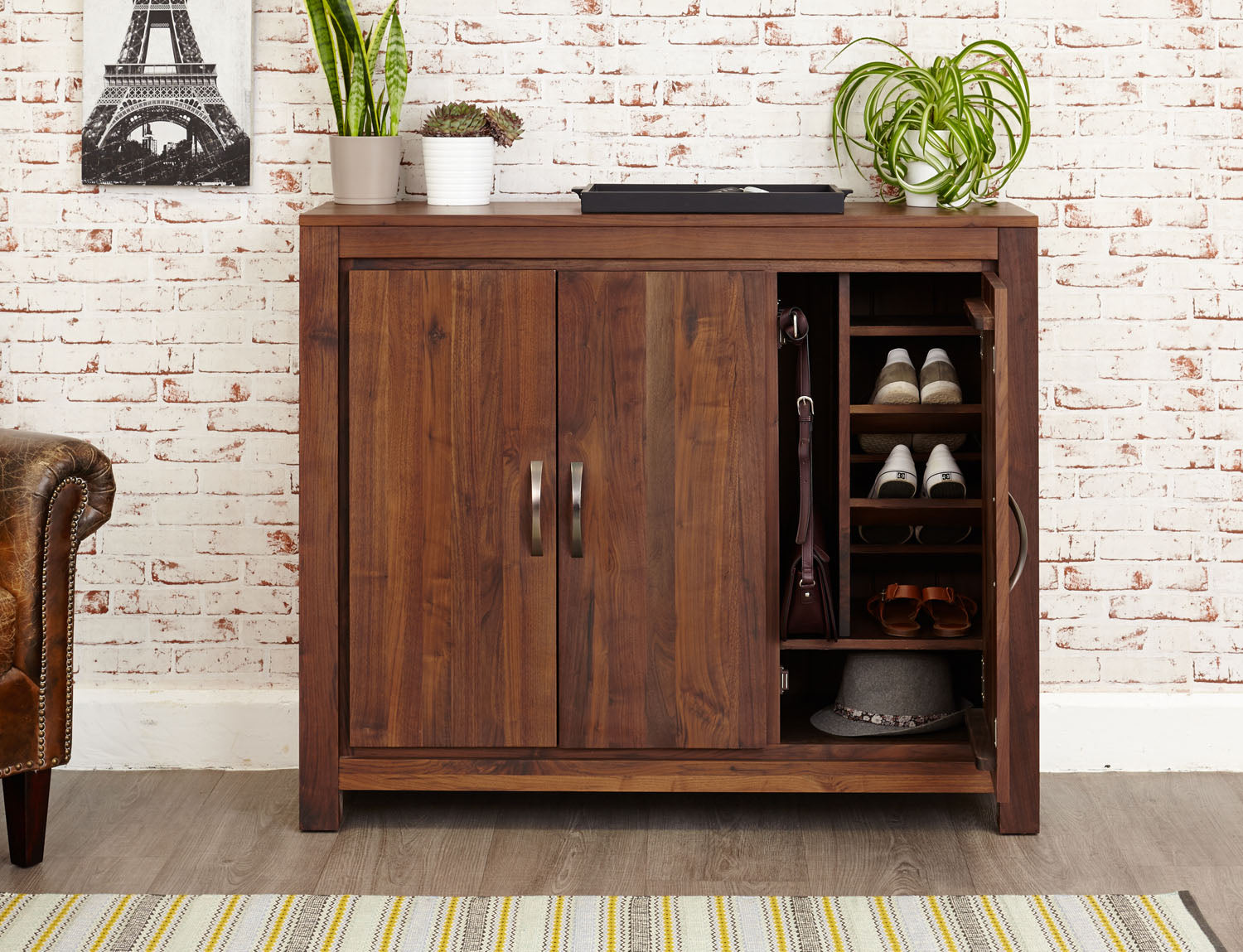 Mayan Walnut Extra Large Shoe Cupboard