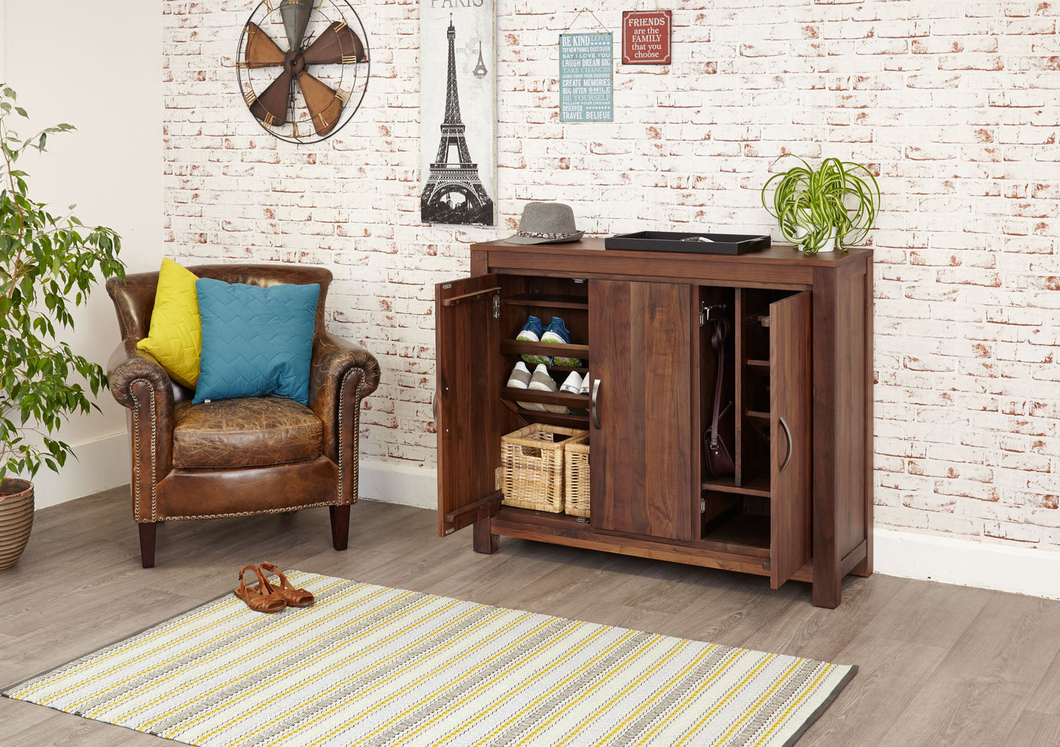 Mayan Walnut Extra Large Shoe Cupboard