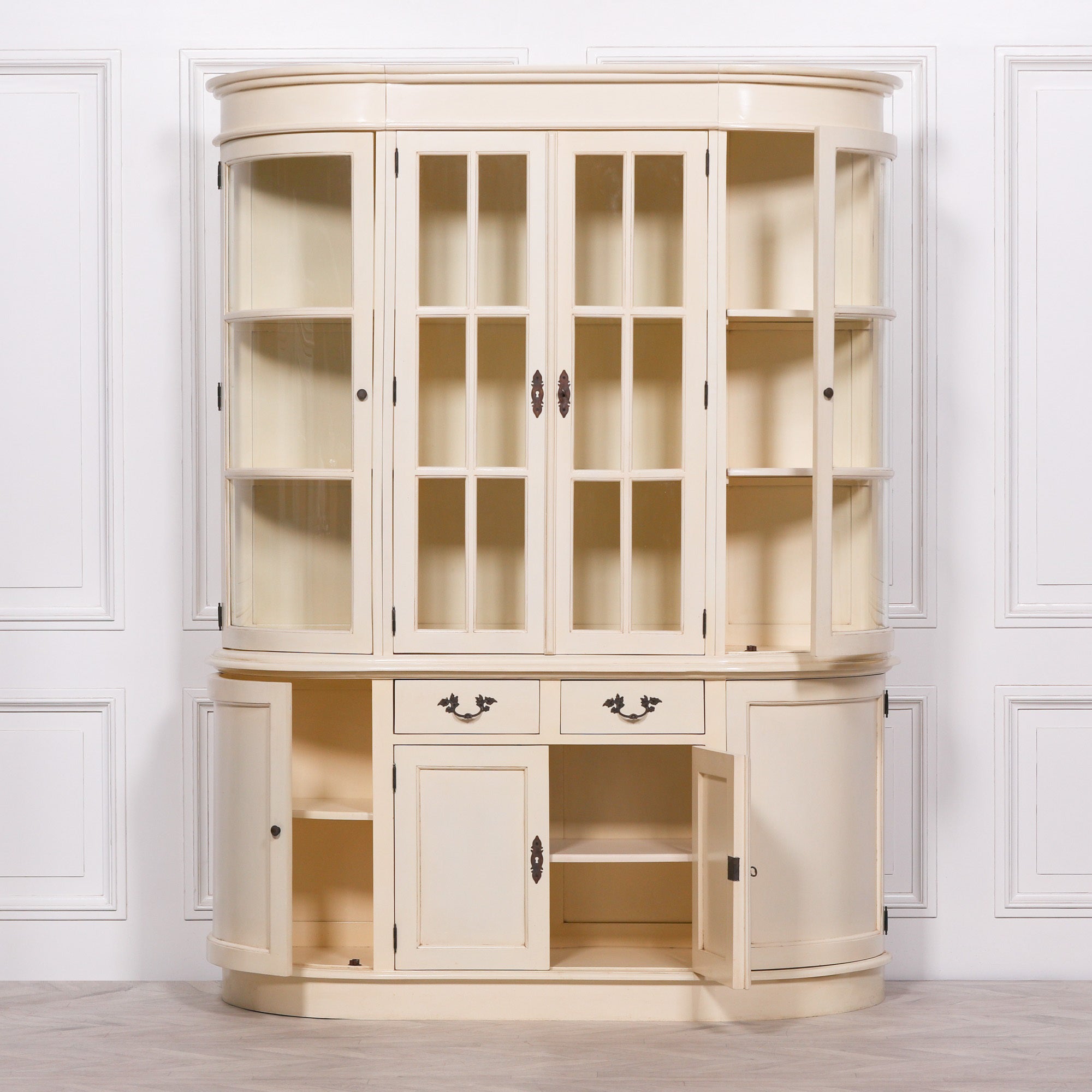 Large Wooden Vintage Cream Colour Dresser Display Cabinet