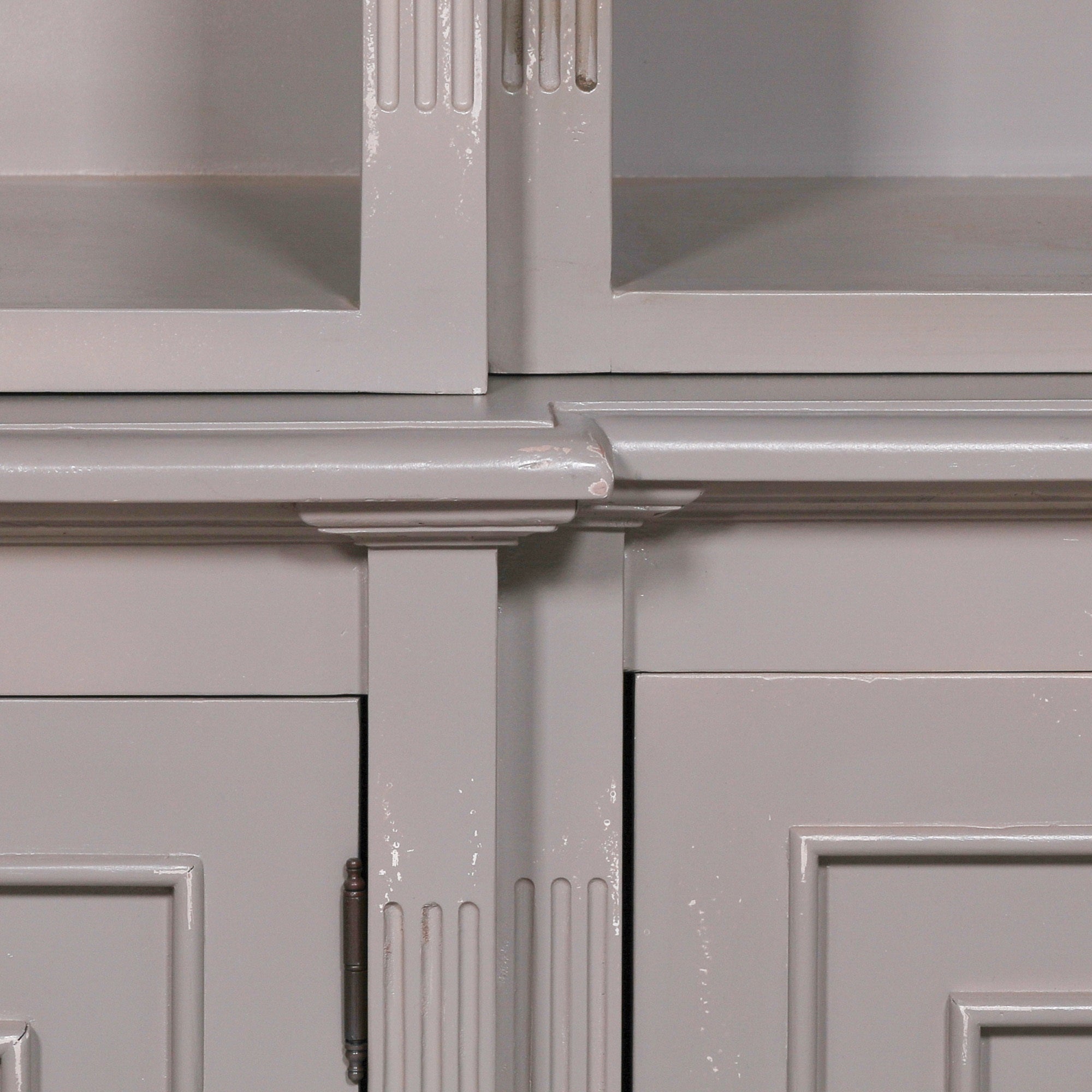 Large Distressed Paint Style Bookcase Breakfront Display Cabinet