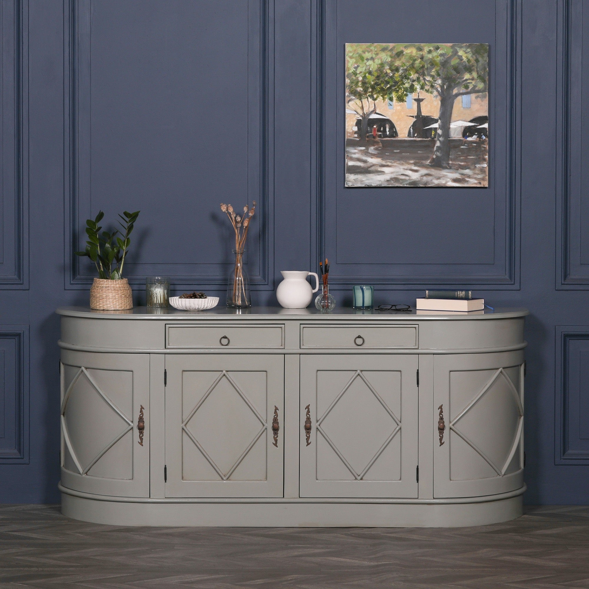 Large Traditional Style Grey Colour Sideboard Cabinet