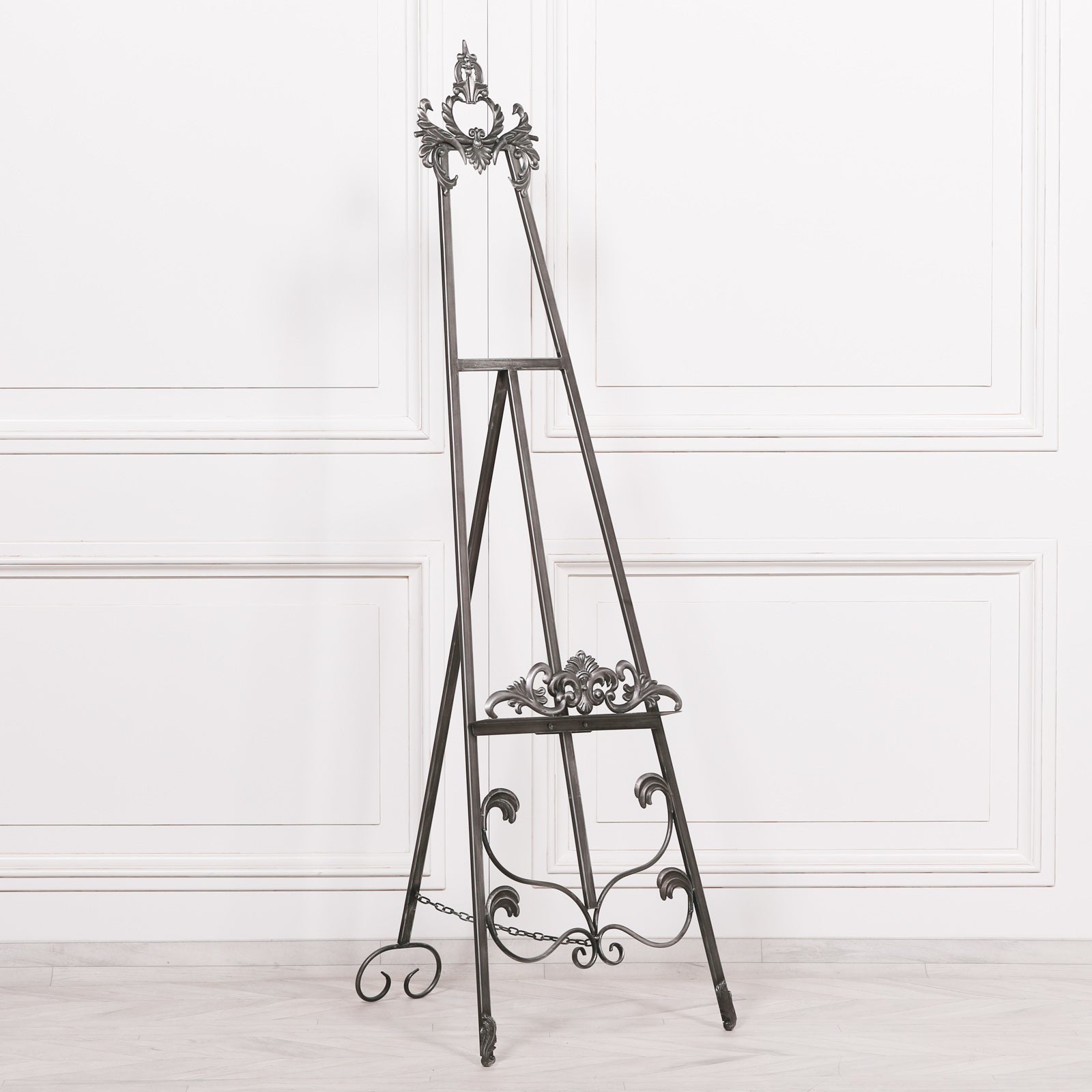Metal Easel with Adjustable Shelf in Antique Silver Colour 165cm
