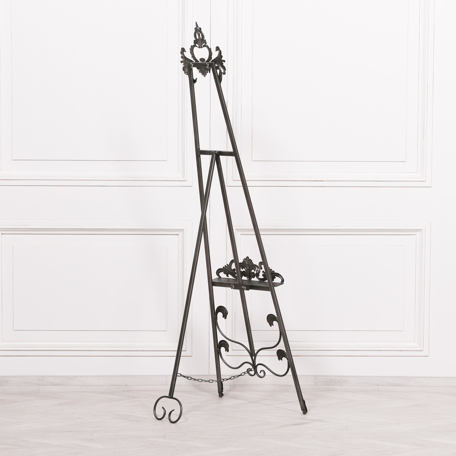 Metal Easel with Adjustable Shelf in Antique Silver Colour 165cm
