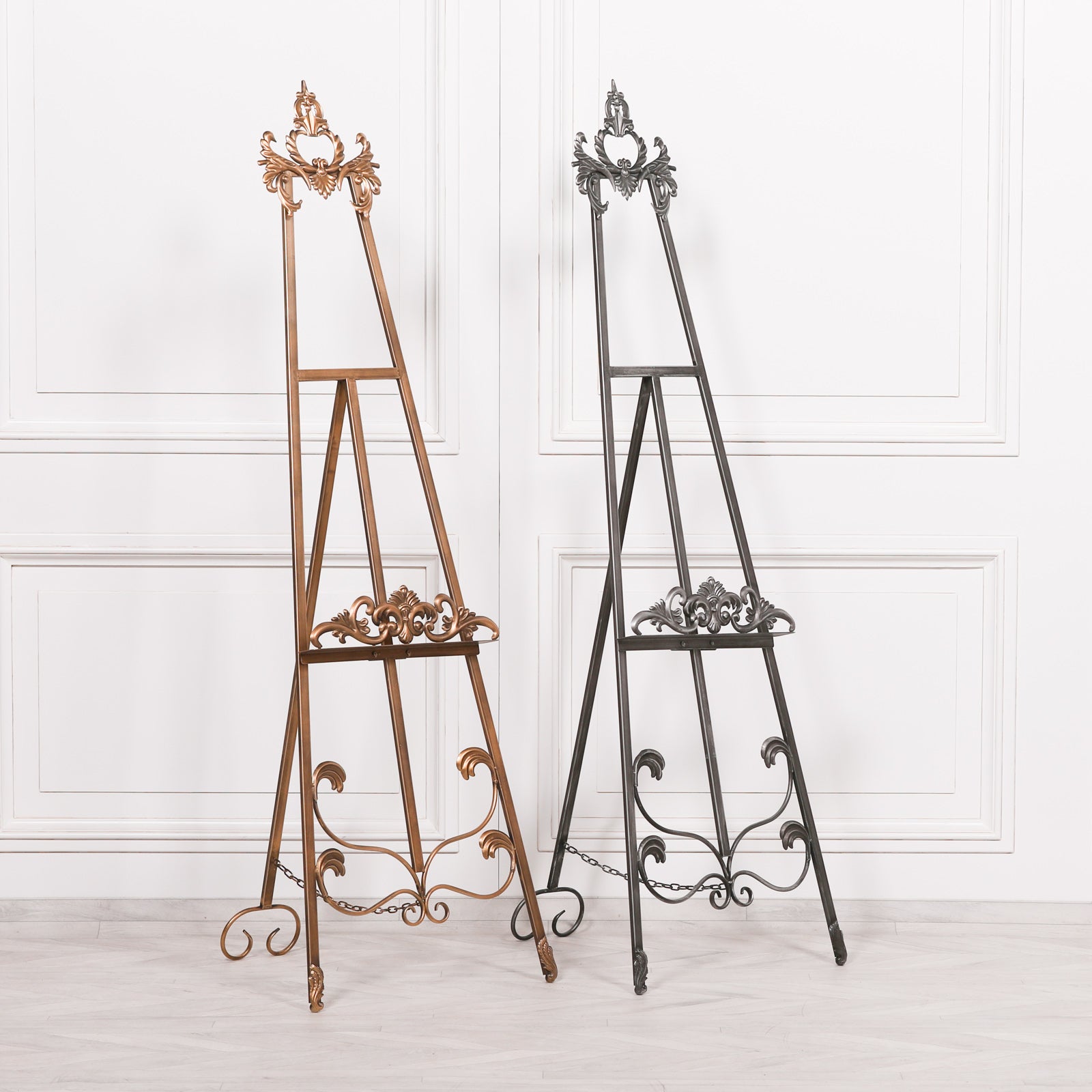 Metal Easel with Adjustable Shelf in Antique Silver Colour 165cm