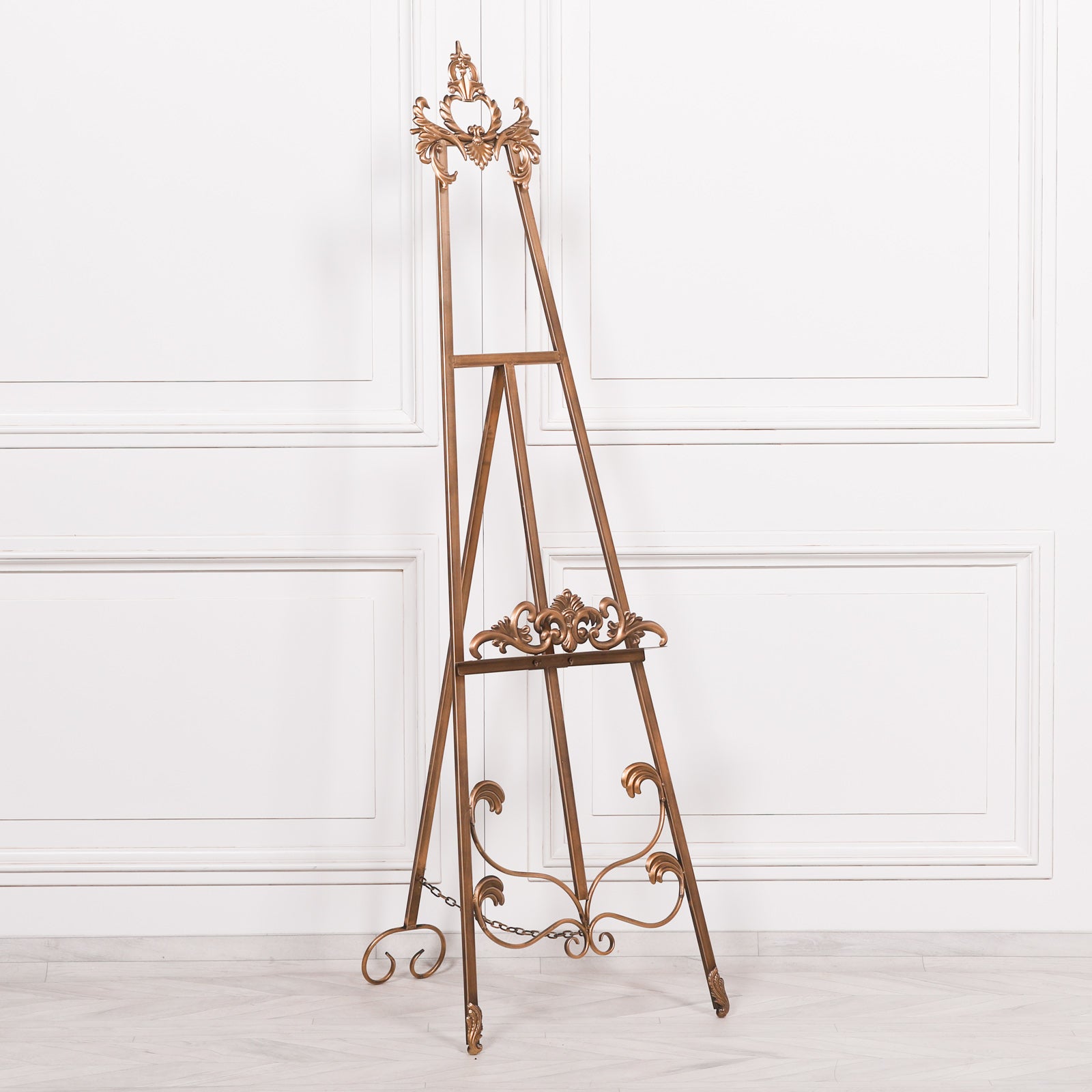 Metal Easel with Adjustable Shelf in Antique Gold Colour 165cm