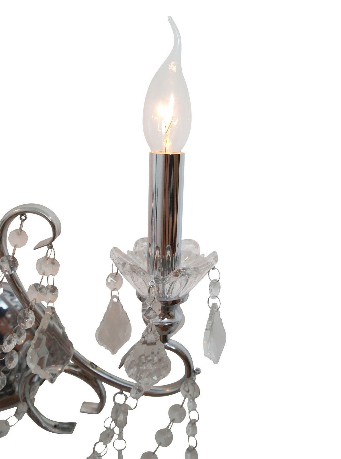 Chrome Colour 2 Arm Shallow Cut Glass Chandelier Style Wall Light
