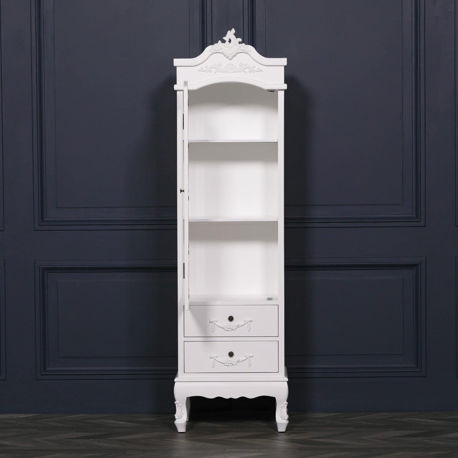 Large French Style Hardwood Armoire With Mirrors, Storage & Drawers in White Colour