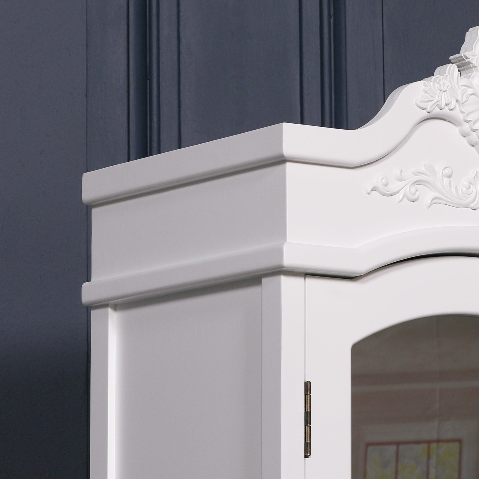 Large French Style Hardwood Armoire With Mirrors, Storage & Drawers in White Colour