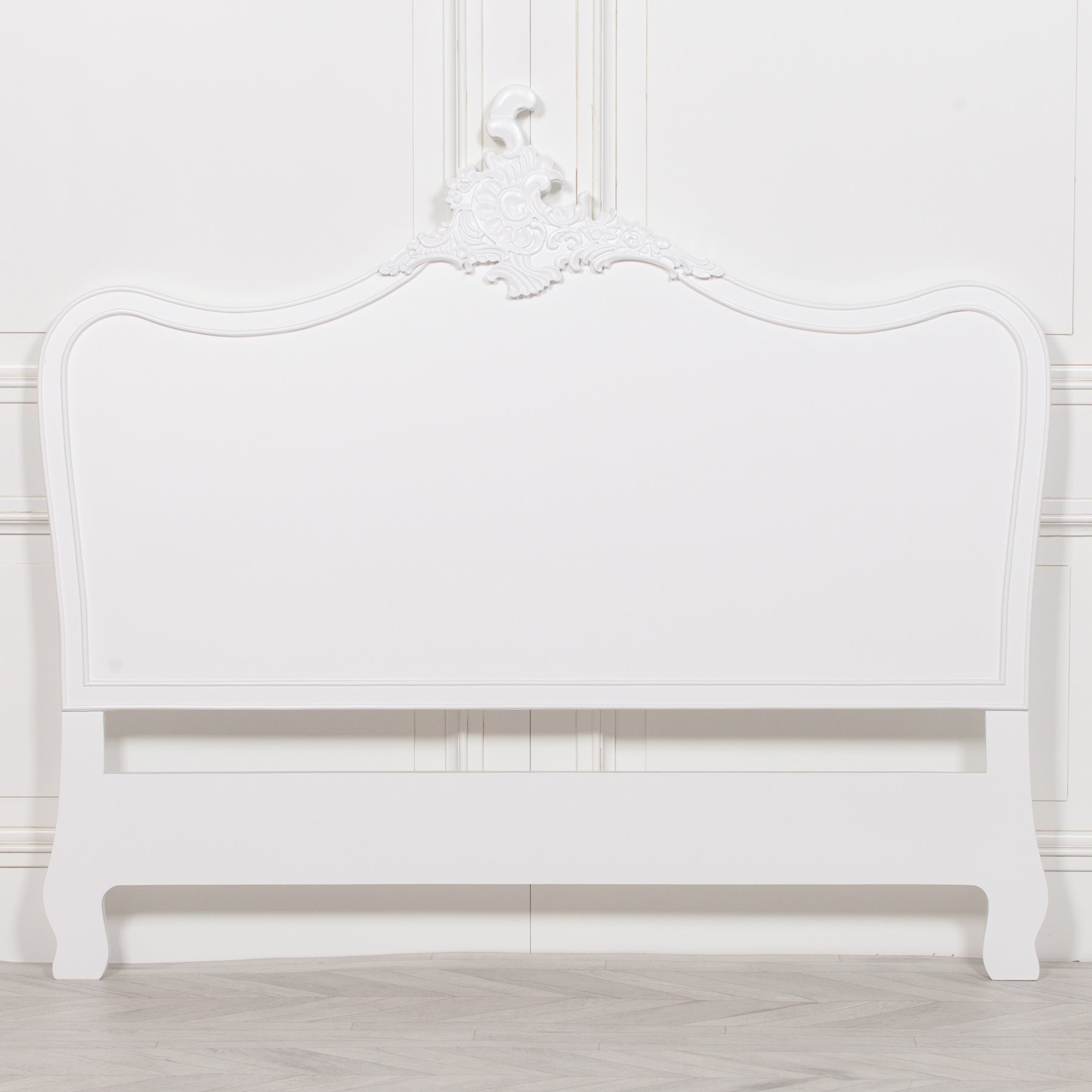 French Shabby Chic Style Carved White Colour Wooden Headboard for 5ft King Size Bed