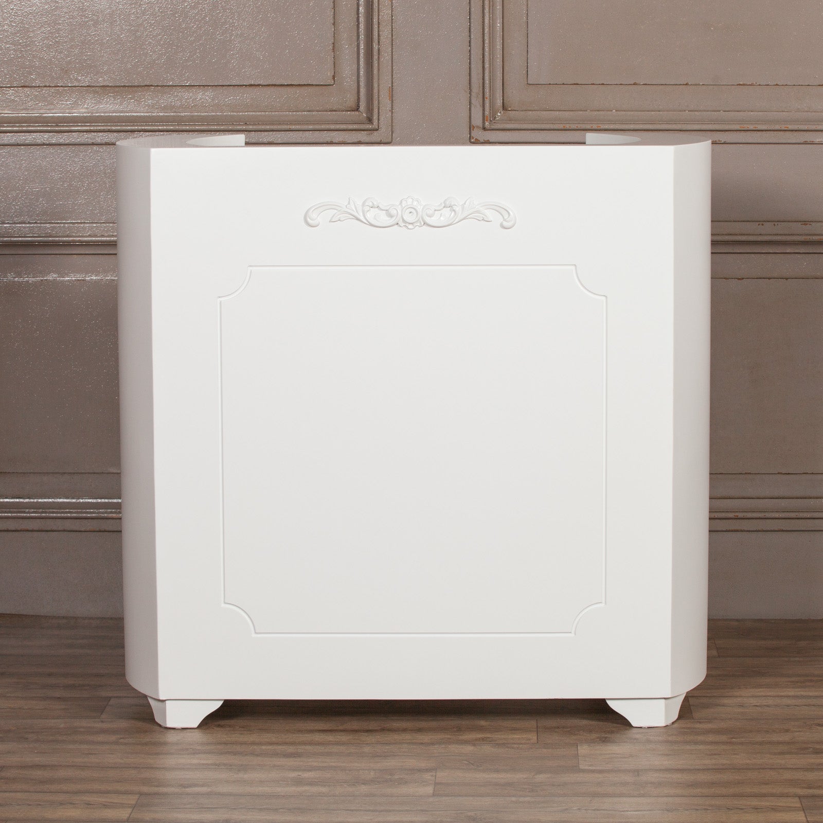 Shabby Chic Style Office Furniture Curved Reception Desk with Lock in White Colour