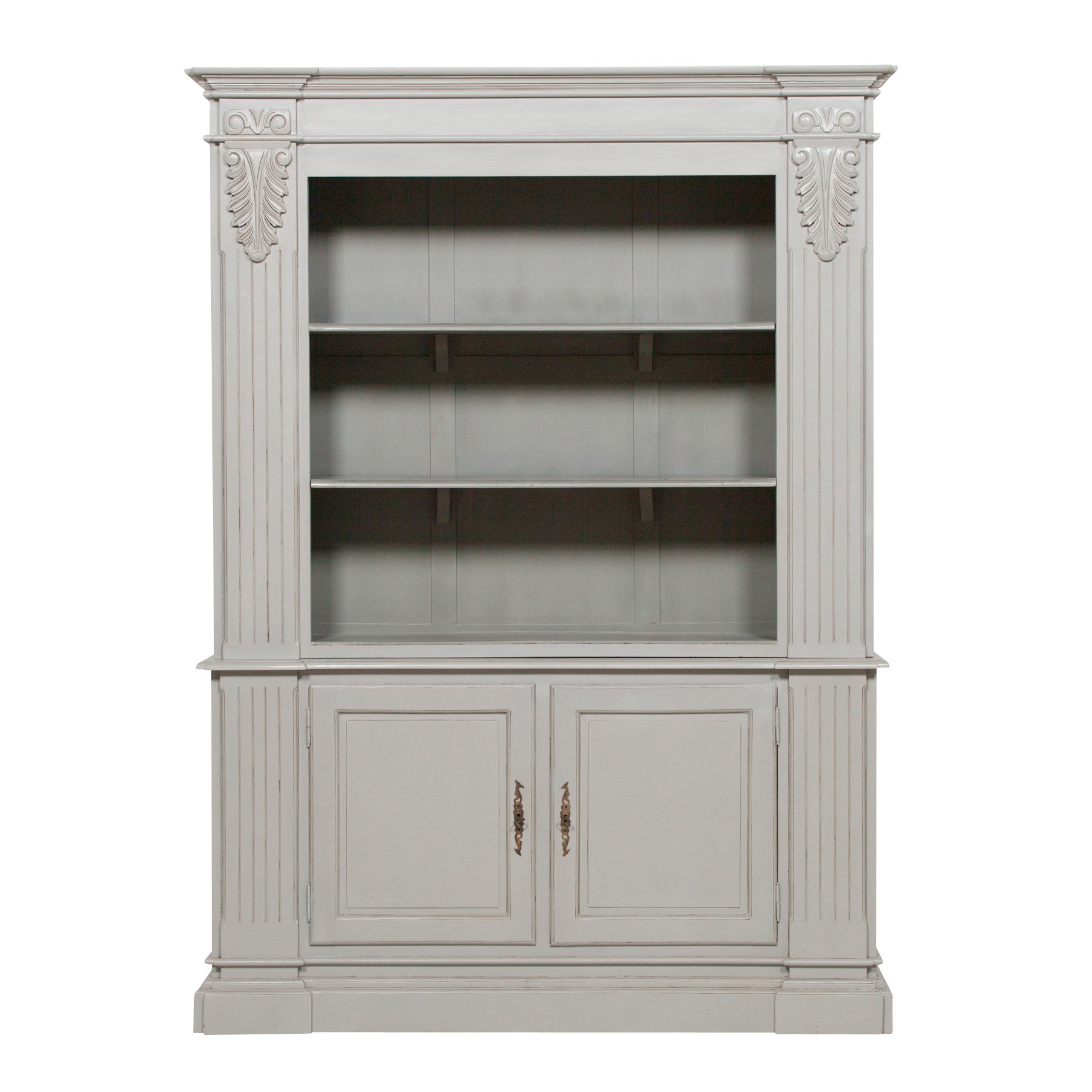French Country Style Large Grey Open Bookcase in Antique Grey Colour