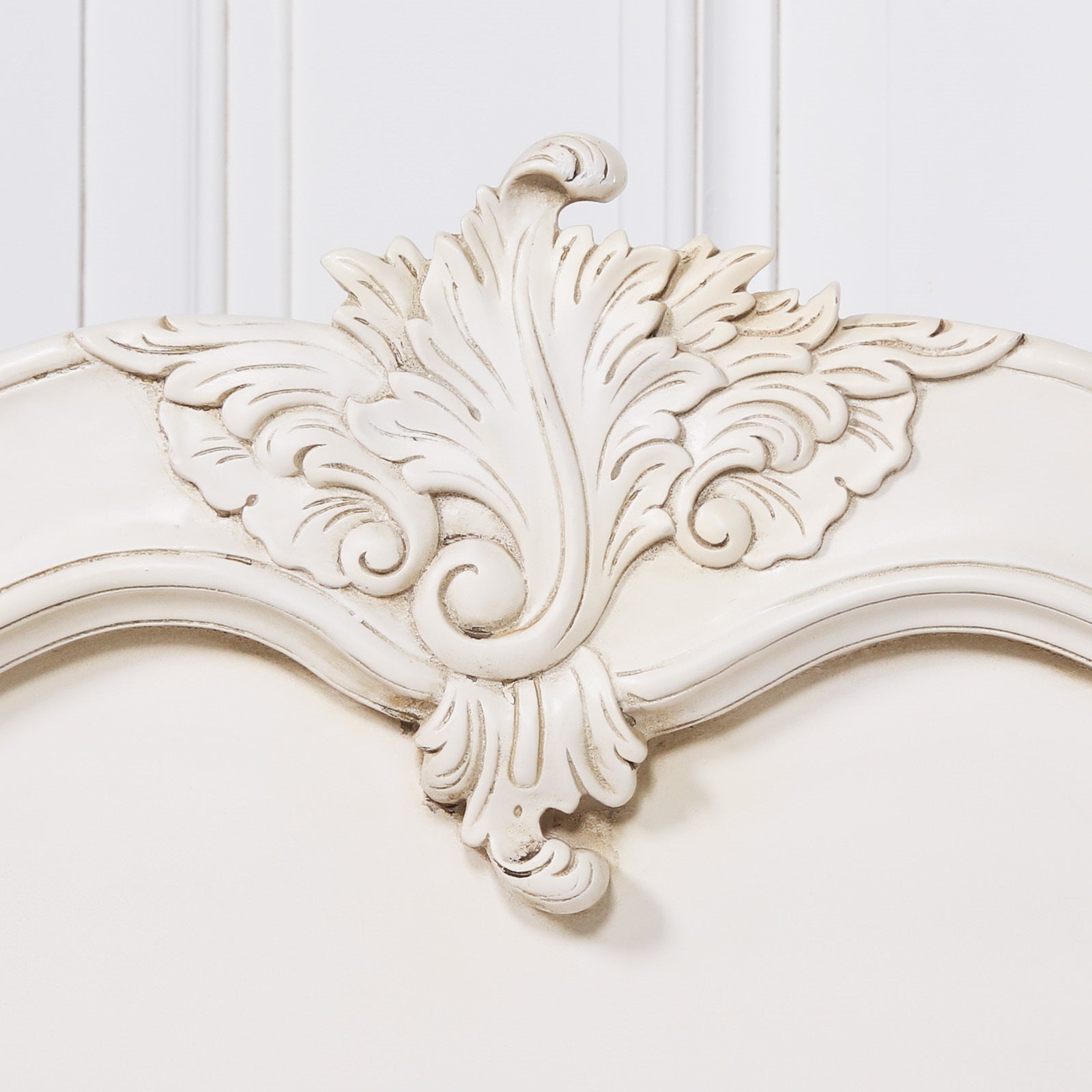 French Antique Style Ivory White Colour Carved Ornate 5ft King Size Bed