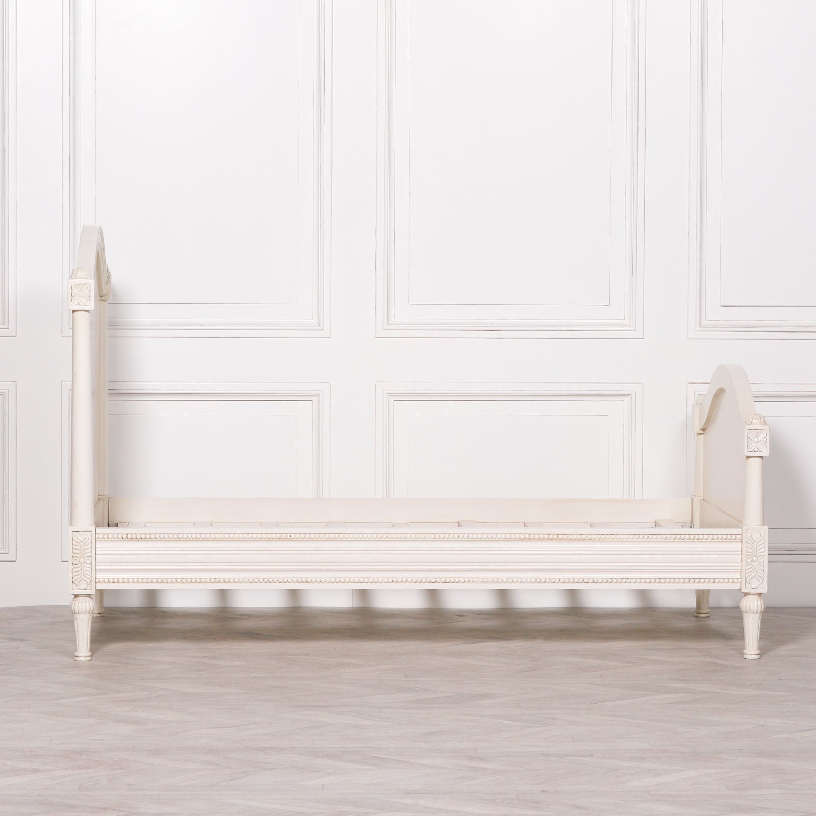 French Antique Style Ivory White Colour Carved Ornate 3ft Single Bed