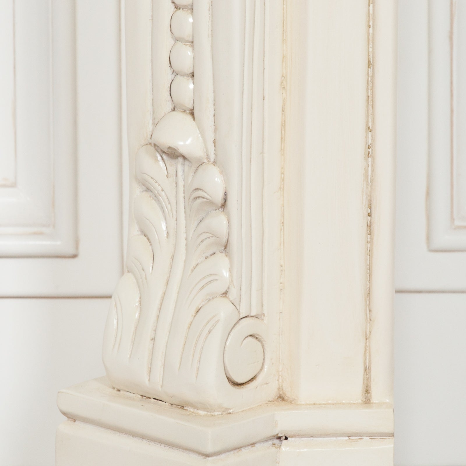 French Classical Style Hand Carved Ivory White Aged Colour Fire Surround