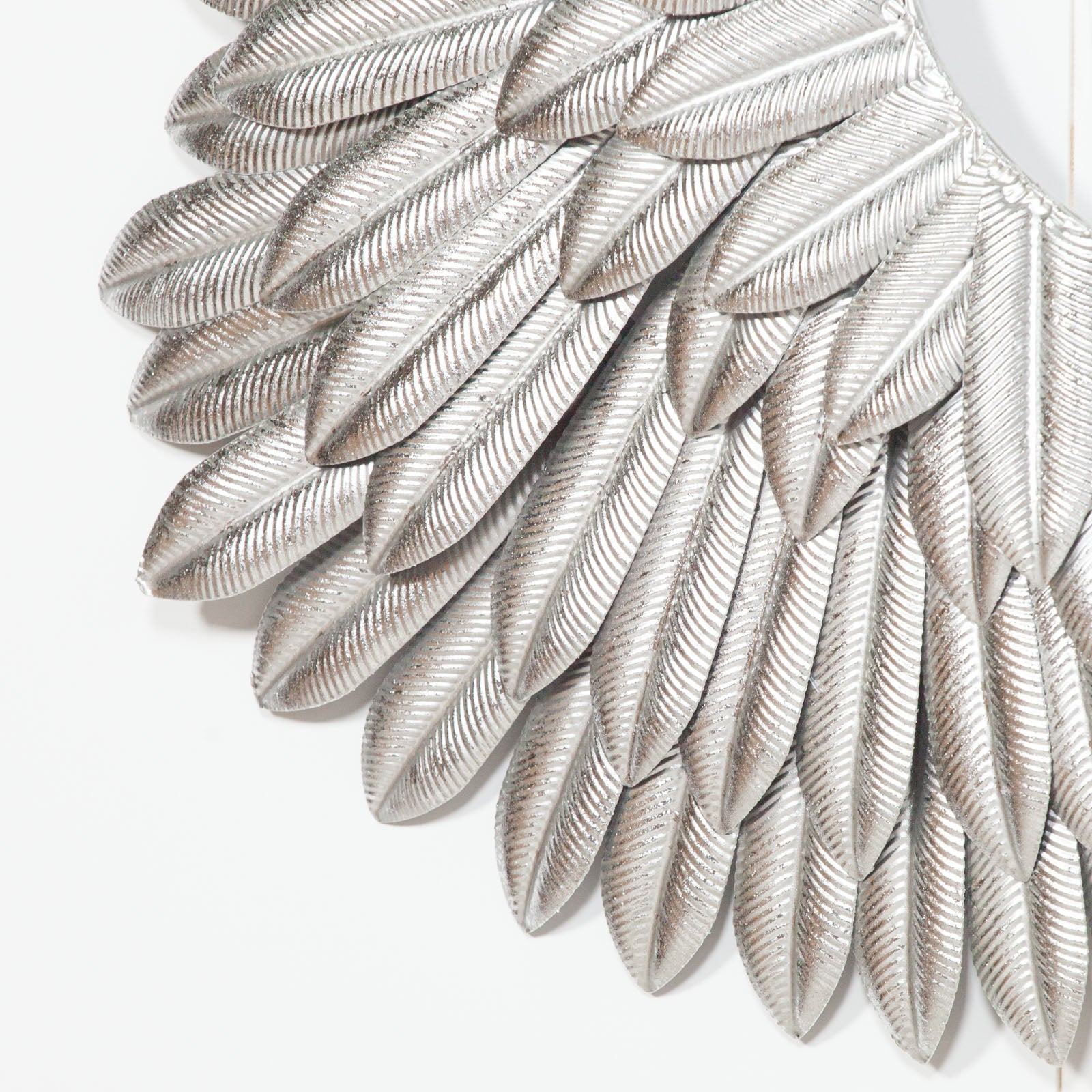 Large Pair of Metal Angel Wings Wall Art Ornament in Silver Colour