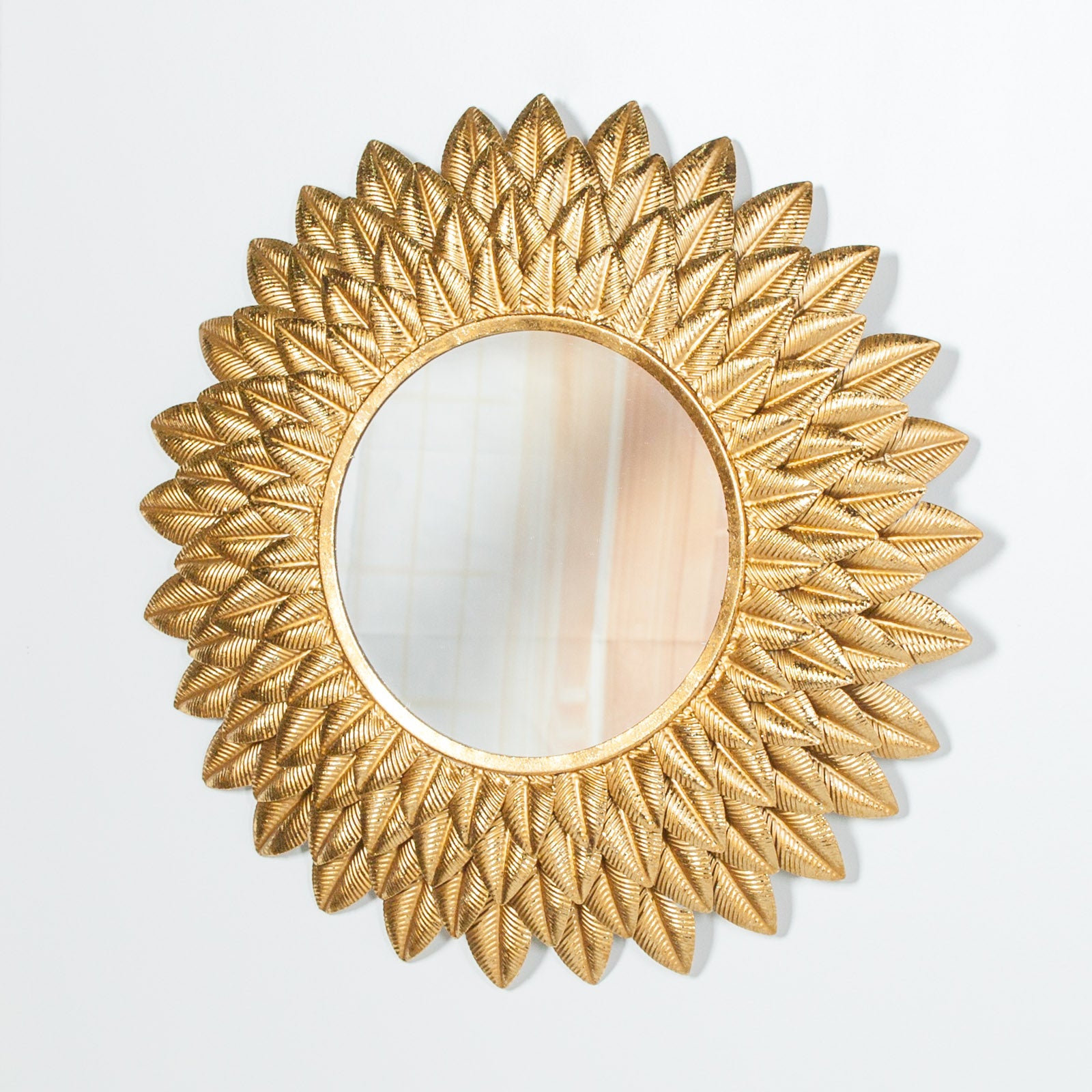 Retro Style Round Gold Sunflower Metal Frame 48cm Wall Mirror