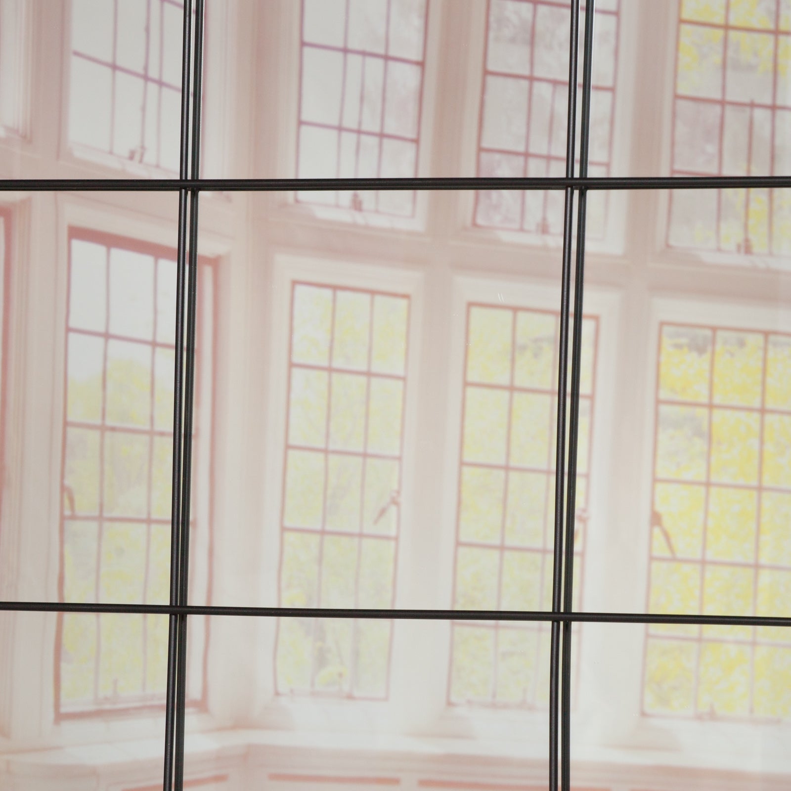Trendy Large 90cm Square Window Mirror in Black Antique Colour Metal