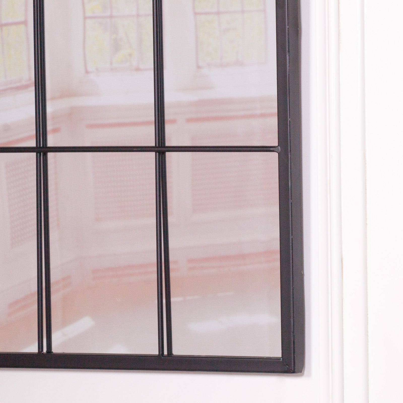 Trendy Large 91cm Arch Window Mirror in Black Antique Colour Metal