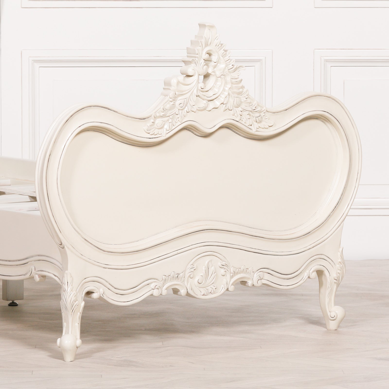 French Chateau 3ft Single Size Solid Mahogany Wood White Painted Bed