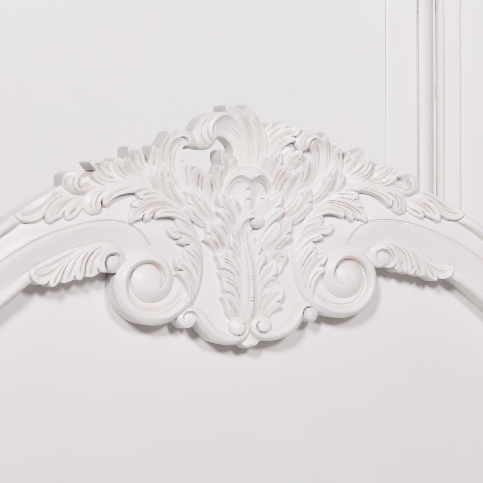 French Shabby Chic Style Carved Rose Cherub King Size 5ft Bed in White Colour