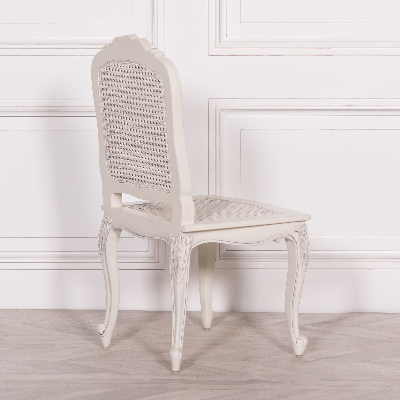 Colonial Style Rattan Effect White Dining or Bedroom Chair