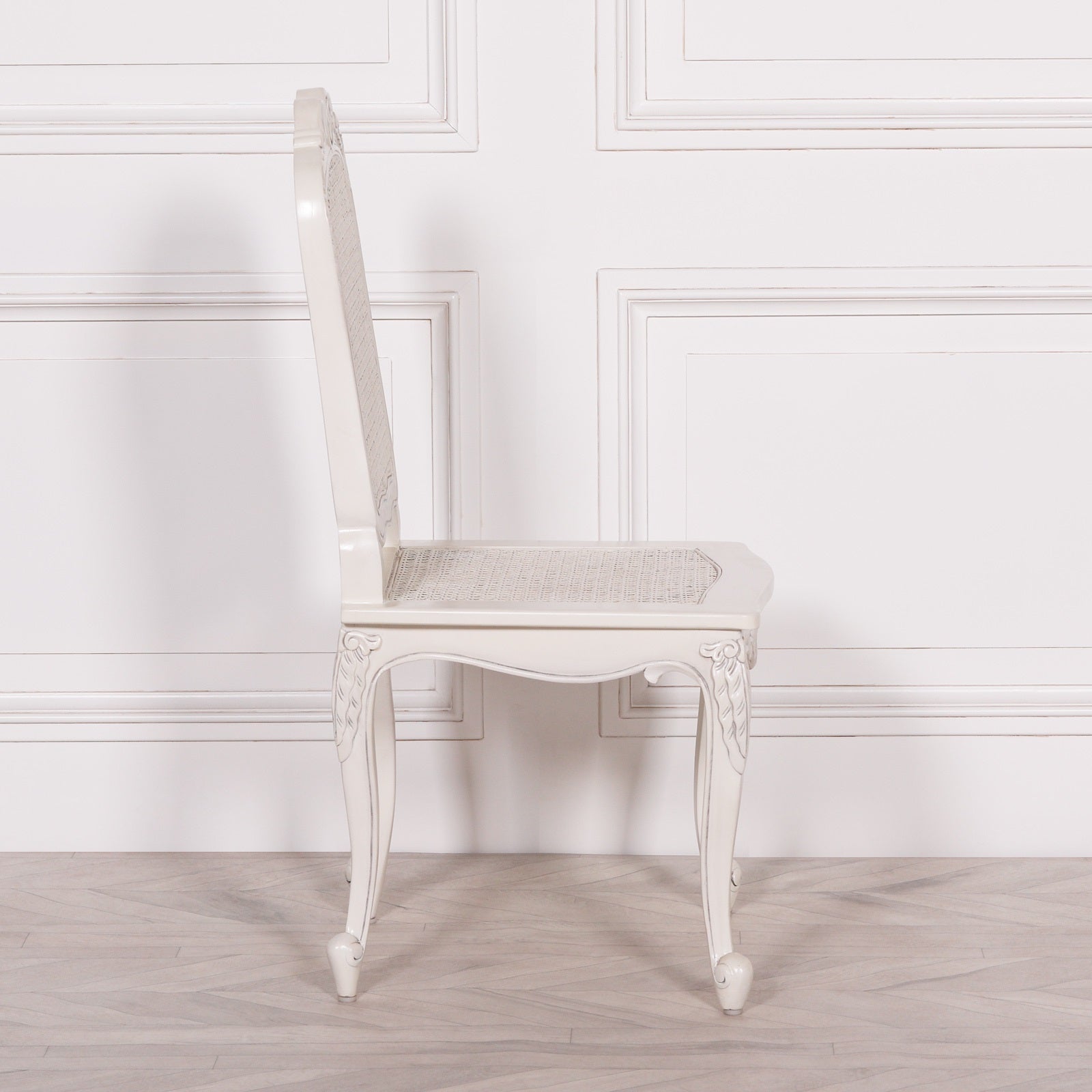 Colonial Style Rattan Effect White Dining or Bedroom Chair