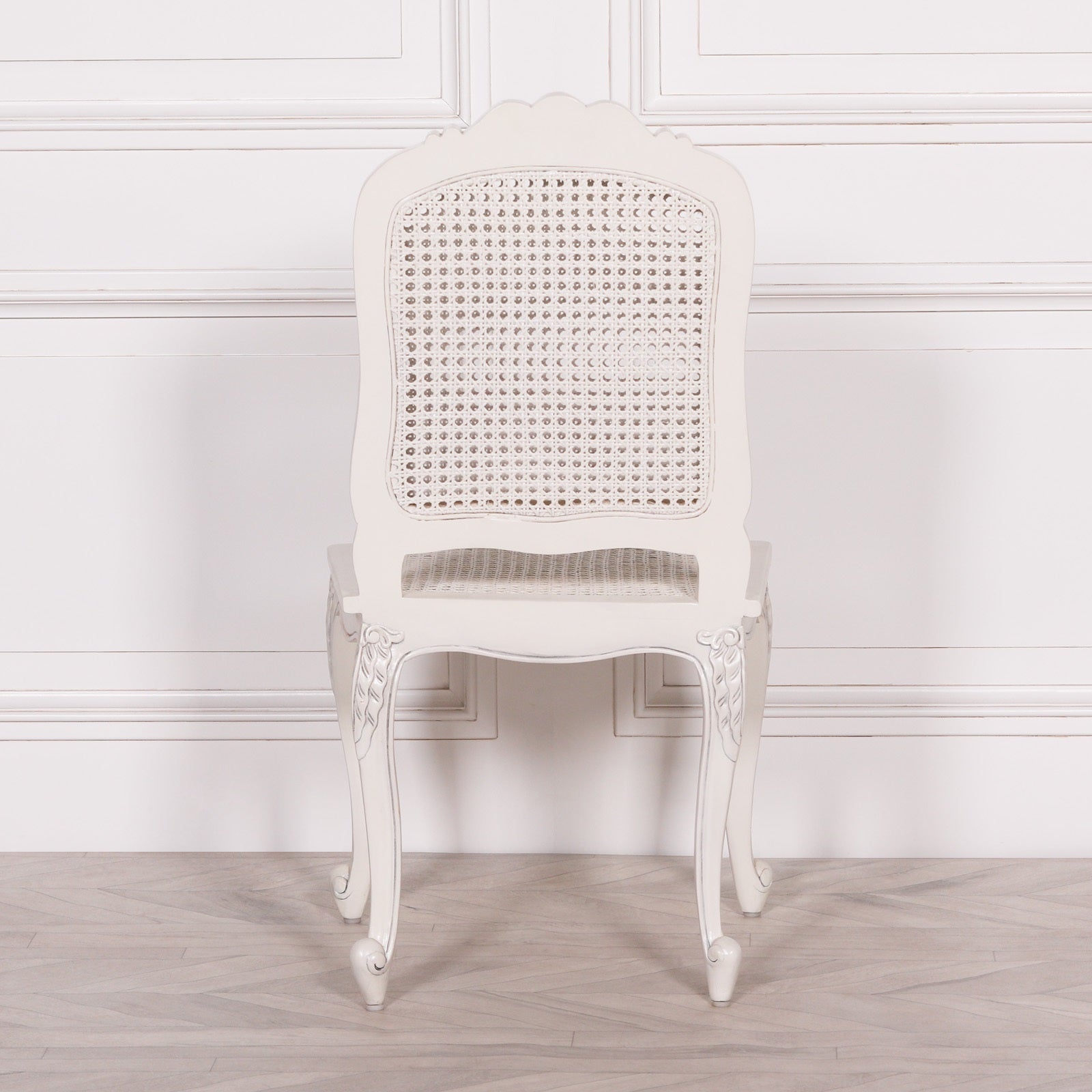 Colonial Style Rattan Effect White Dining or Bedroom Chair