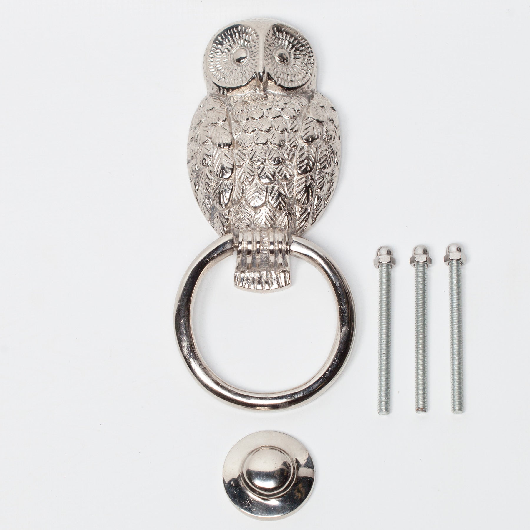Chrome Owl Door Knocker for Front Door Grand Entrance