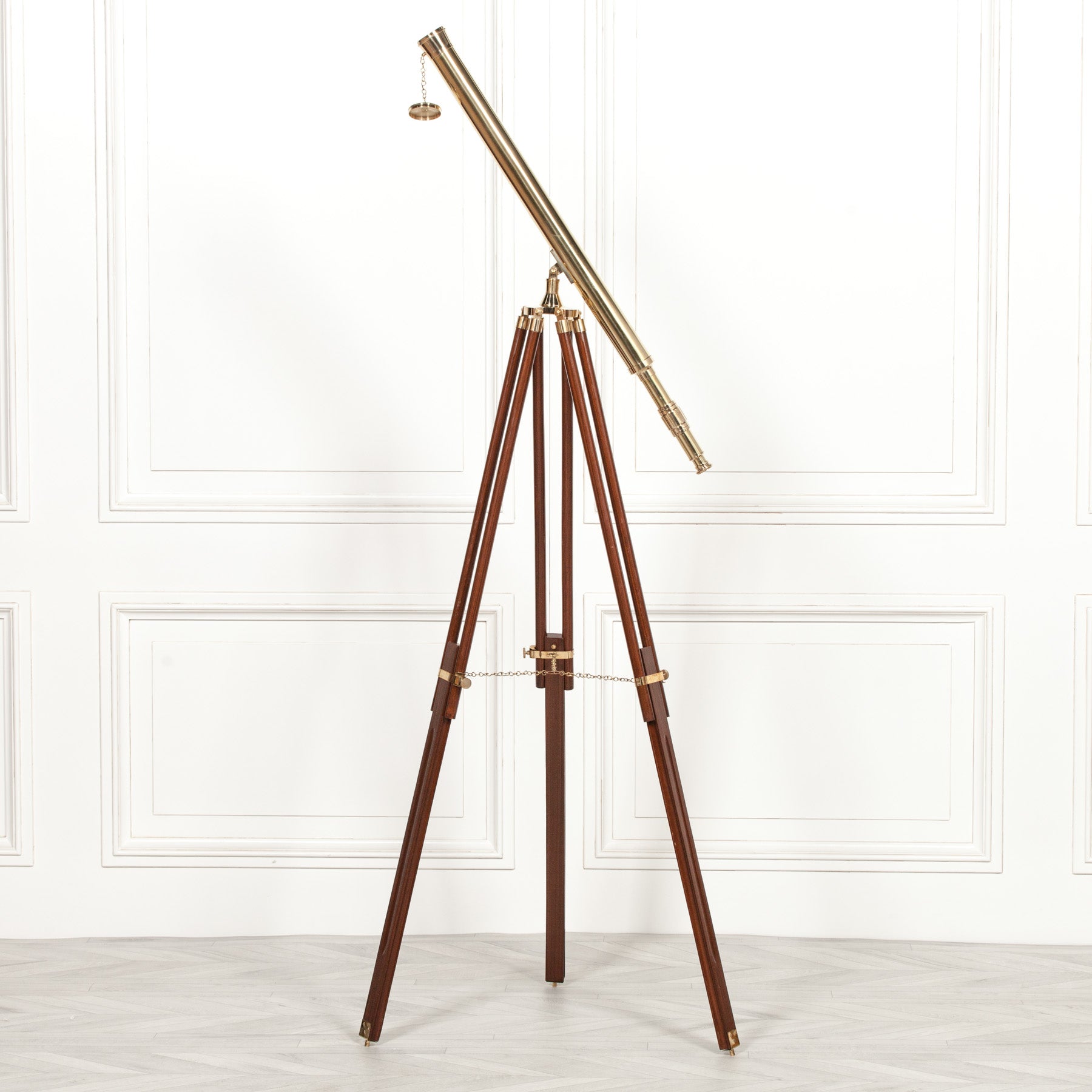Nautical Telescope Brass Antique Colour on Wooden Tripod with Adjustable Stand