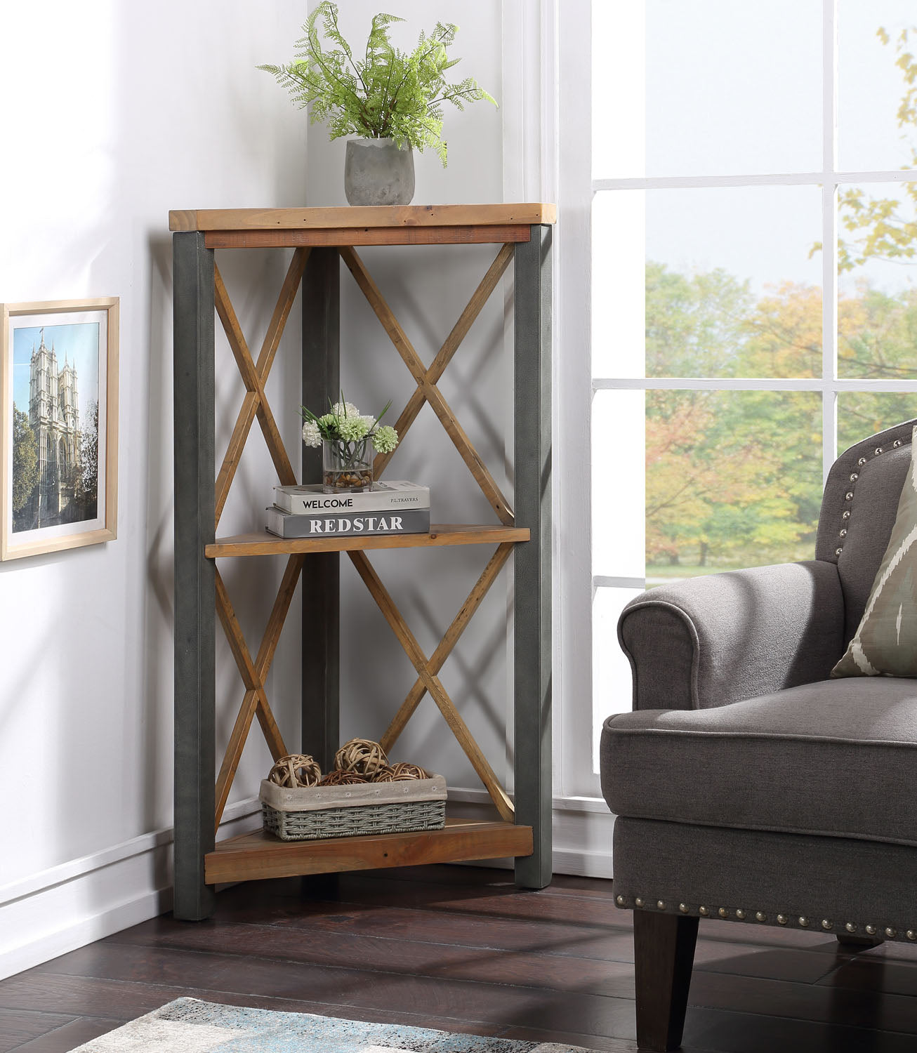 Urban Elegance - Reclaimed Small Corner Bookcase