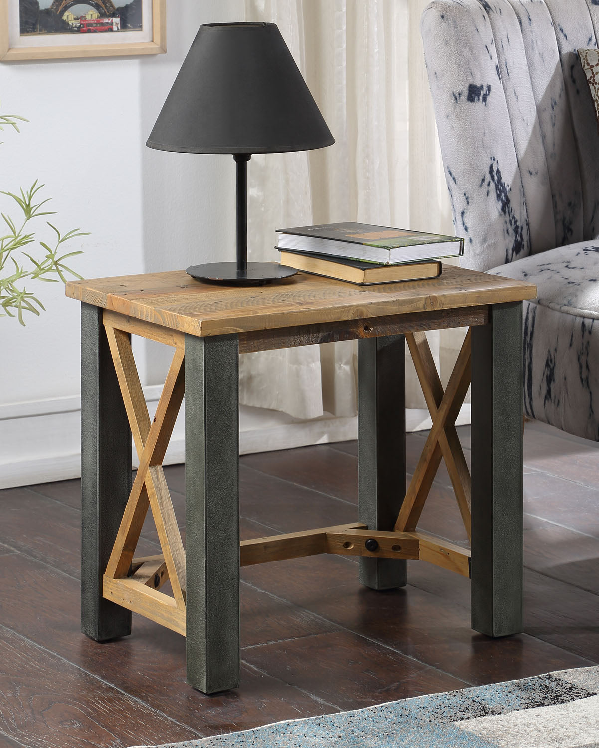 Urban Elegance - Reclaimed Open Front Side / Lamp Table