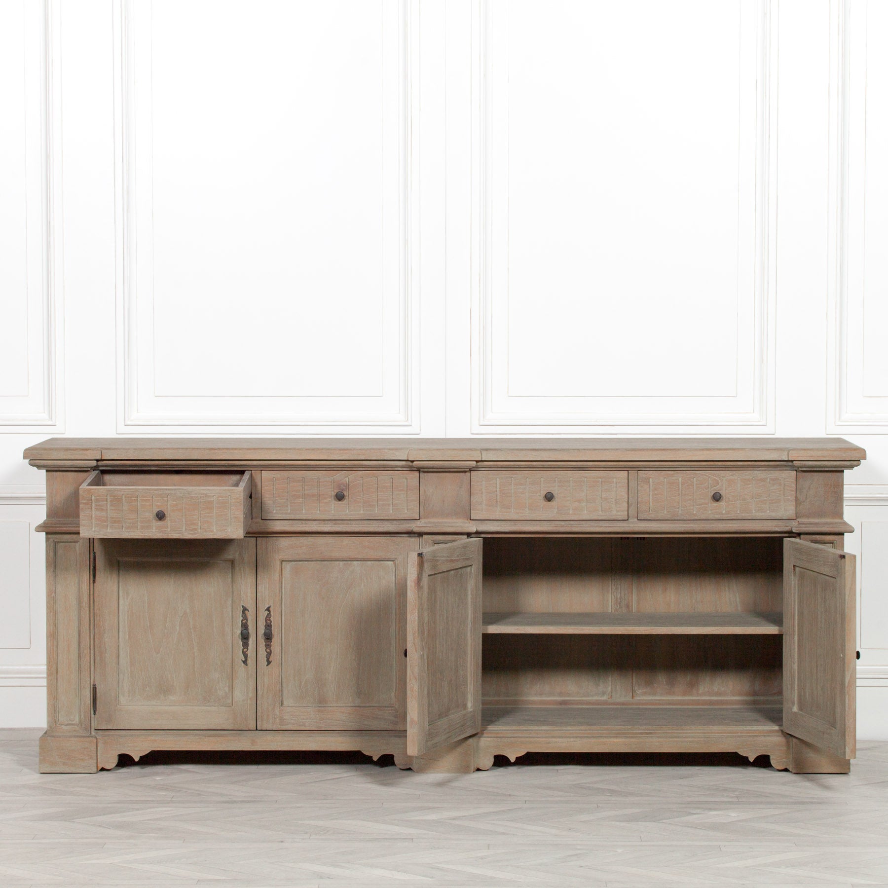 Extra Large 232cm Wide Handcrafted Rustic Sideboard Made From White Cedar Wood
