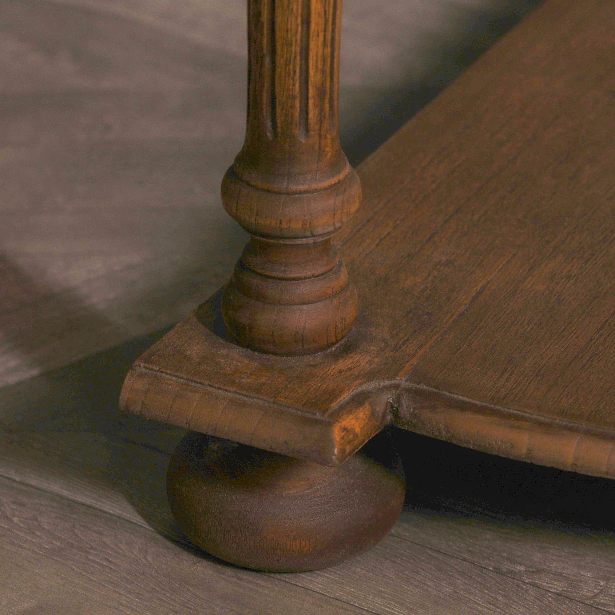 Rustic  Dark Wood Finish Art Deco Style Large 151cm Chunky Console