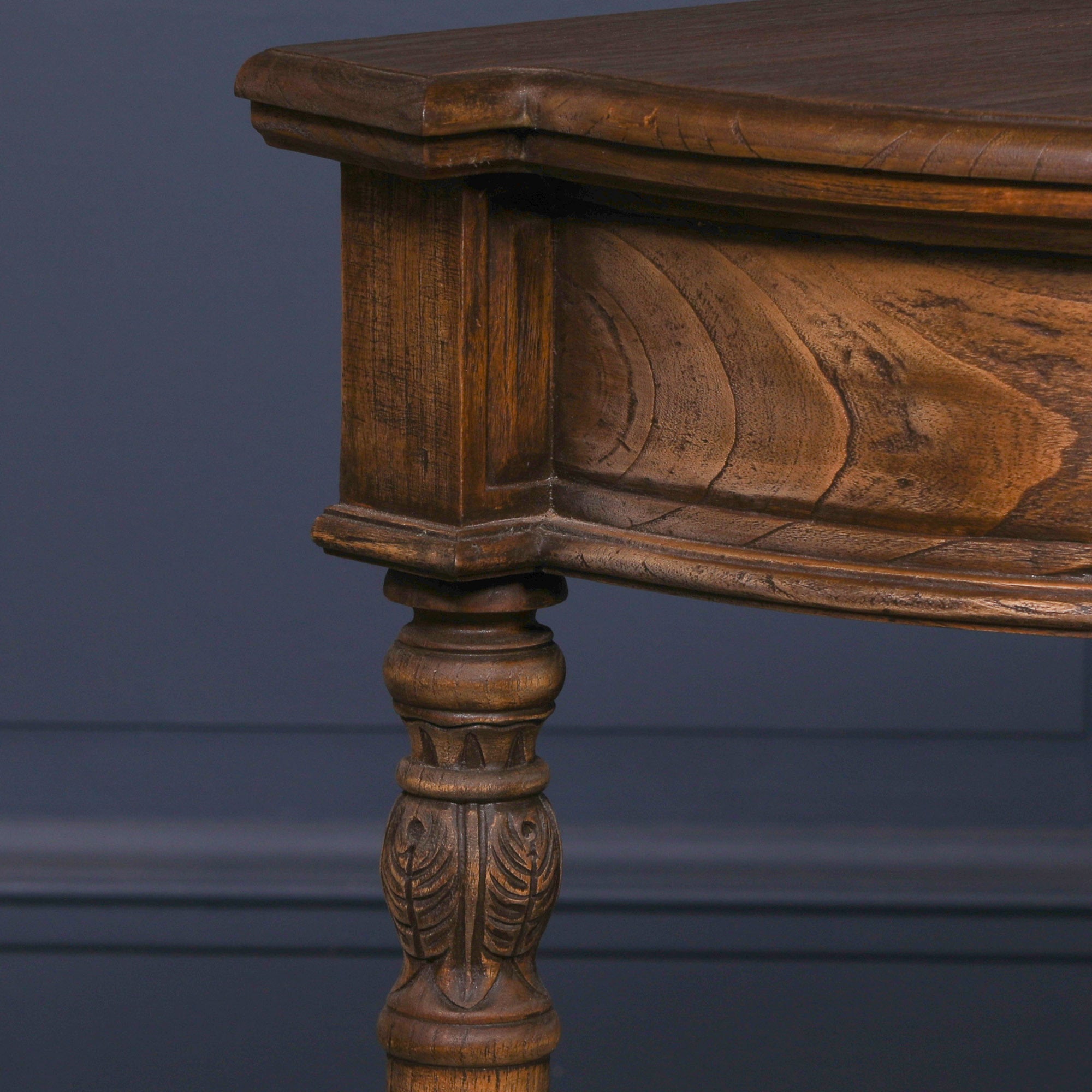Rustic  Dark Wood Finish Art Deco Style Large 151cm Chunky Console