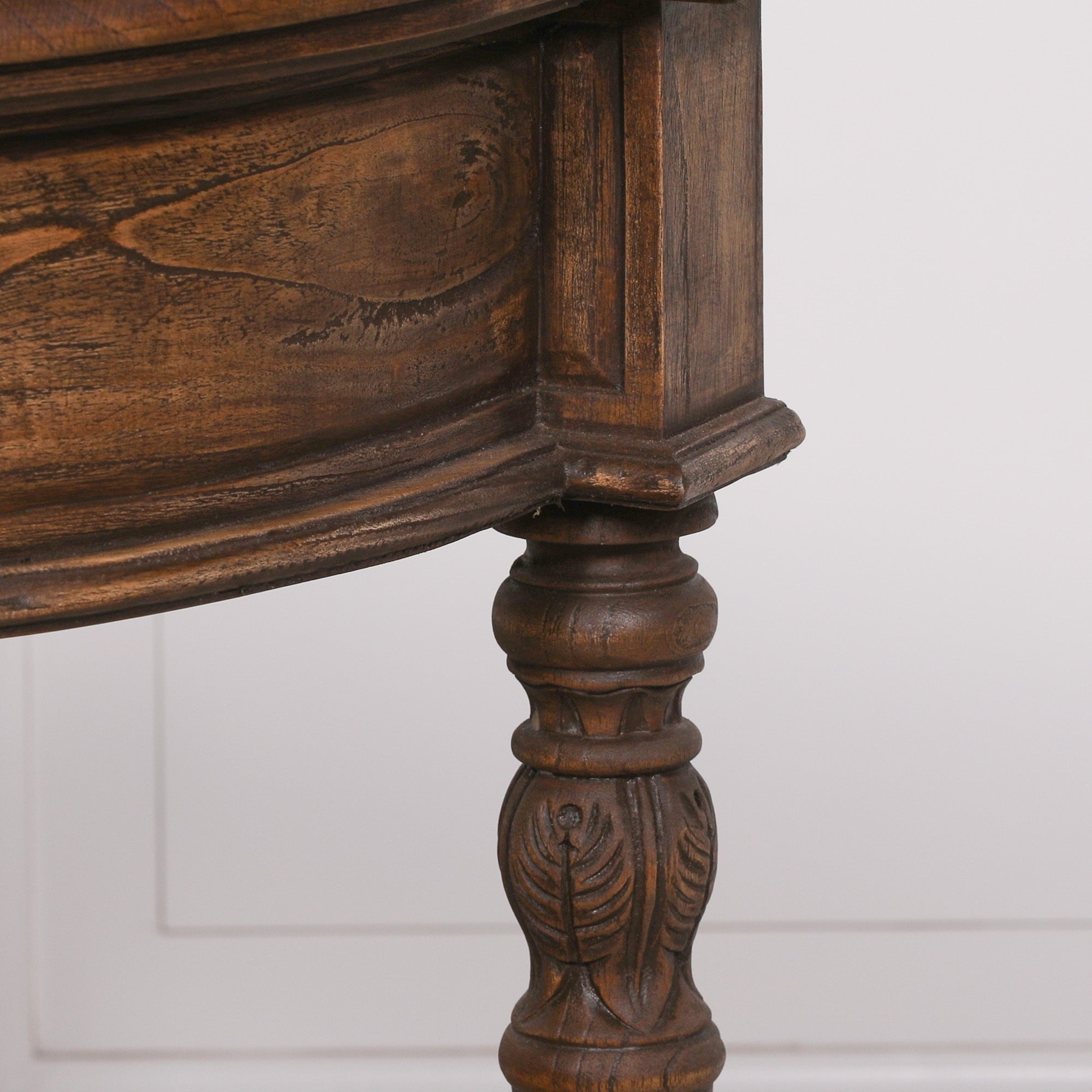 Rustic  Dark Wood Finish Art Deco Style Large 151cm Chunky Console