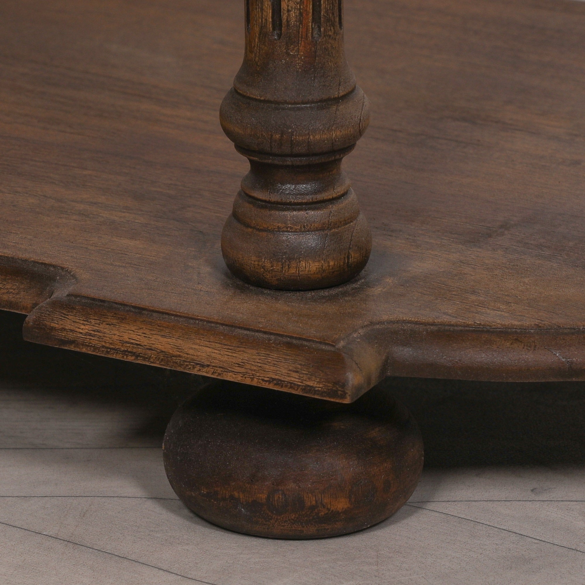 Rustic  Dark Wood Finish Art Deco Style Large 151cm Chunky Console