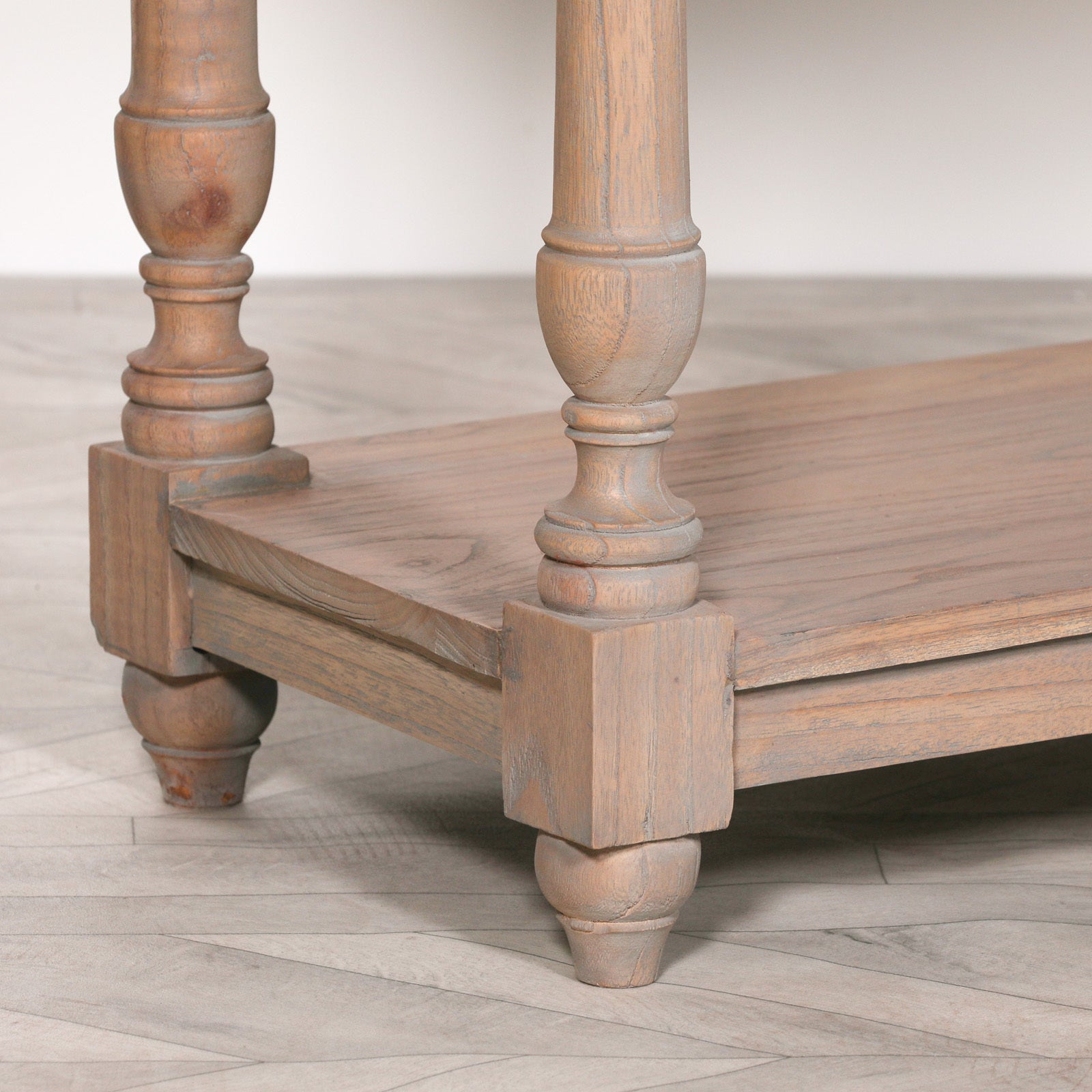 Rustic Style French Inspired Wooden Breakfront Console Table With Drawers