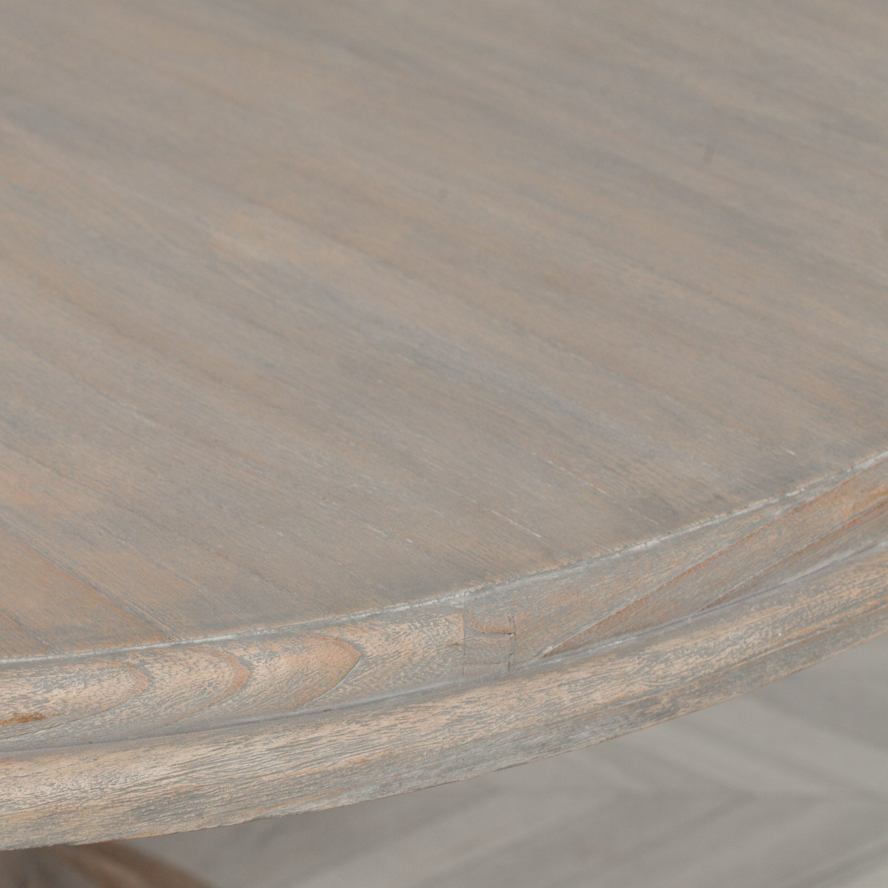 Rustic French Farmhouse Style Round Medium 120cm Size White Cedar Wood Pedestal Dining Table