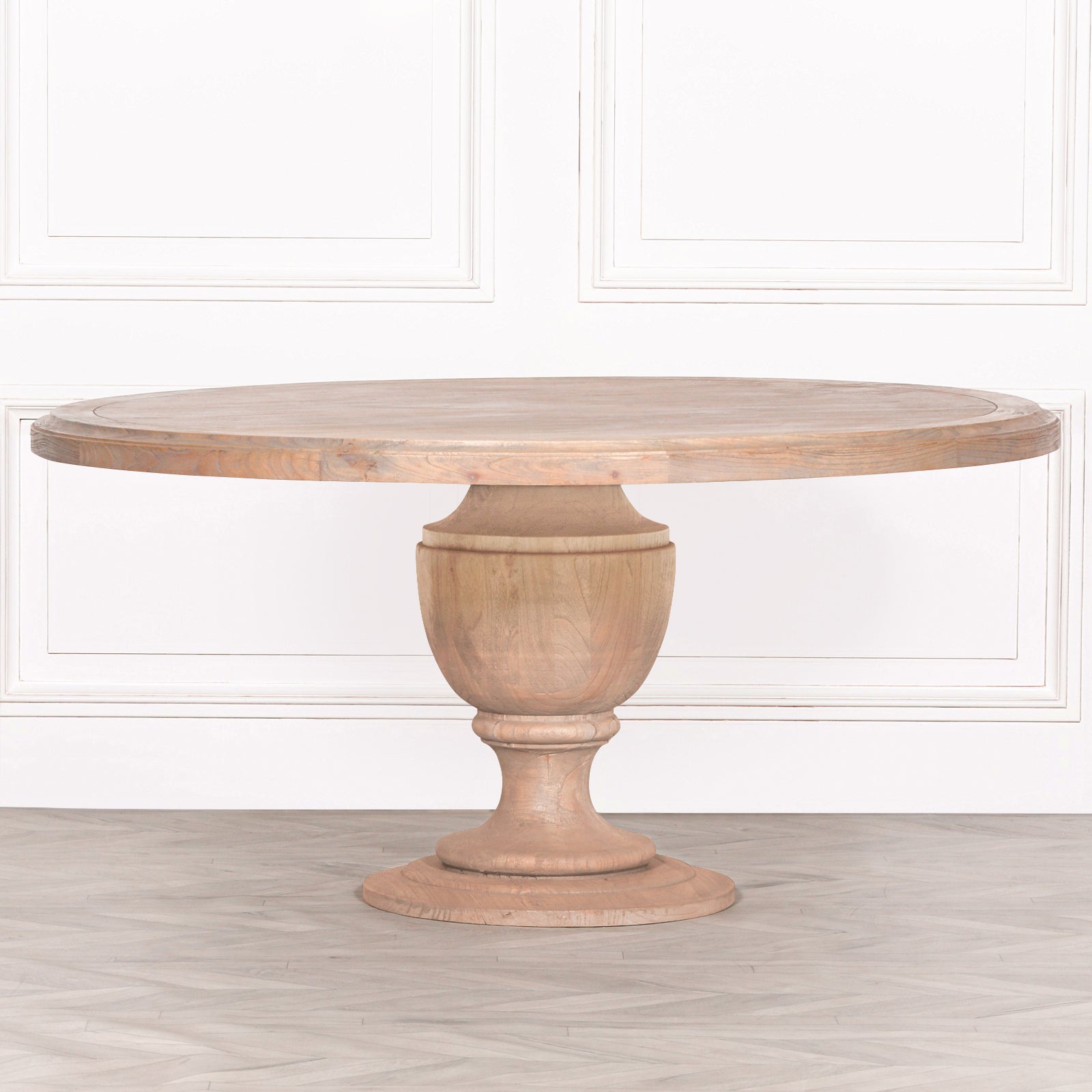 French Rustic Style Chunky Extra Large 162cm Oak Colour Finish Round Pedestal Dining Table