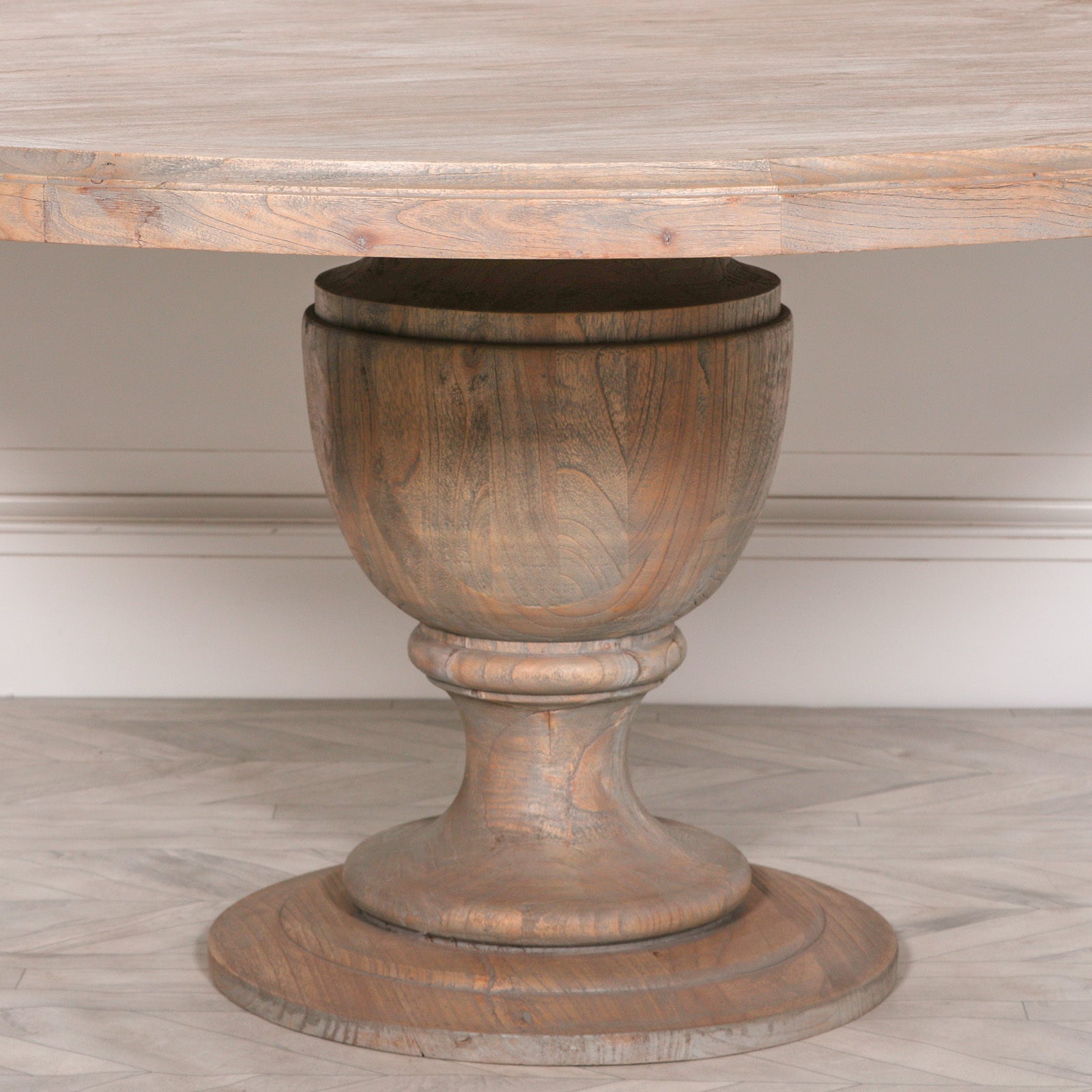 French Rustic Style Chunky Extra Large 162cm Oak Colour Finish Round Pedestal Dining Table