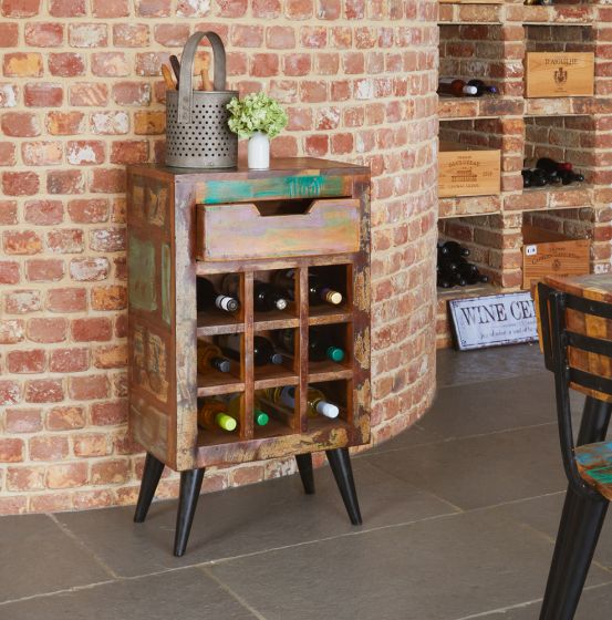 Coastal Chic Reclaimed Wood Wine Rack Table